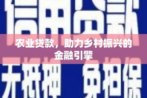 夏邑农业贷款，助力乡村振兴的金融引擎