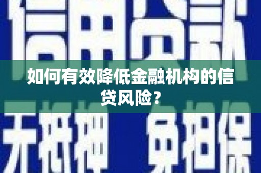 夏邑如何有效降低金融机构的信贷风险？