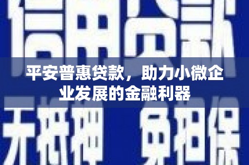 夏邑平安普惠贷款，助力小微企业发展的金融利器