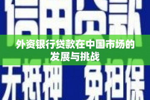 夏邑外资银行贷款在中国市场的发展与挑战
