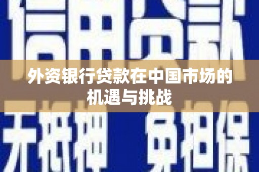夏邑外资银行贷款在中国市场的机遇与挑战