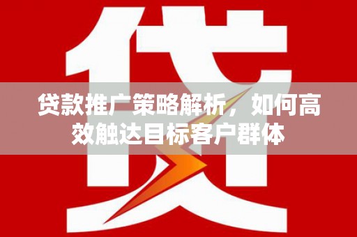 夏邑贷款推广策略解析，如何高效触达目标客户群体
