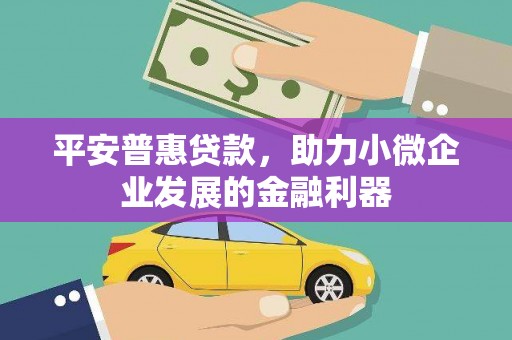夏邑平安普惠贷款，助力小微企业发展的金融利器