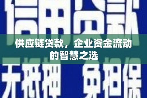 夏邑供应链贷款，企业资金流动的智慧之选