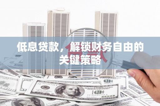 夏邑低息贷款，解锁财务自由的关键策略
