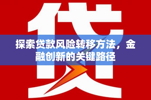 夏邑探索贷款风险转移方法，金融创新的关键路径