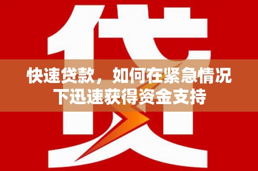 夏邑快速贷款，如何在紧急情况下迅速获得资金支持